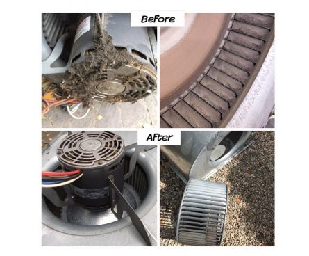 Air duct blower cleaning before and after